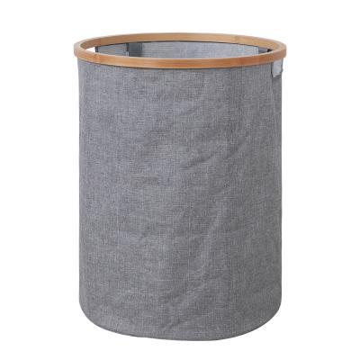 China Portable Collapsible Folding Laundry Hamper Car Bamboo Wood Sustainable Sorter Laundry Basket Washing Storage Hamper for sale