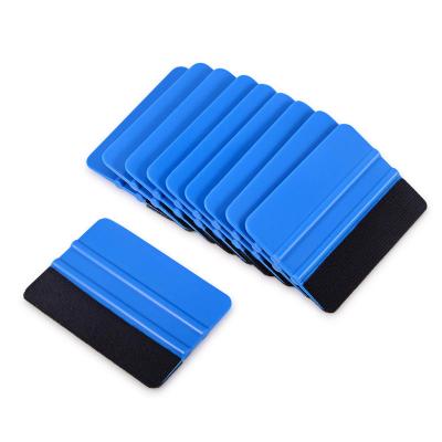 China 10*7.3cm Sign Tools Vinyl Plastic Edge Stocked Felt Squeegee For Car Vinyl Scraper Decal Applicator for sale