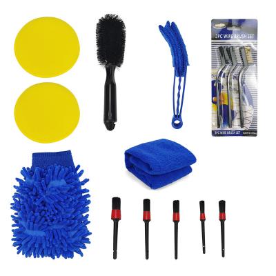 China Stocked 14pack Power Scrubber Brush Detailing Car Cleaning Kit with Wax Applicators, Microfiber Tower for sale