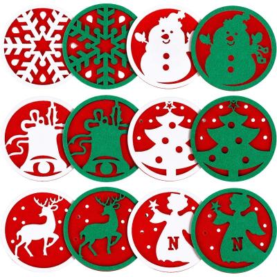 China Sustainable Premium Snowflake Absorbent Felt Custom Christmas Drink Coasters For Drinks And Winter Holidays for sale