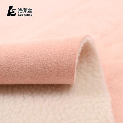 China Other cheap price plain warp knit polyester bond sherpa suede fabric clothes per meter for sale