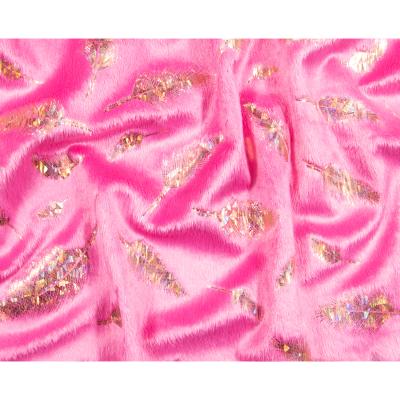 China Anti-Static Holographic Gold Minky Sparkle Hot Pink Foil Printing Bronze Metallic Fabric for sale