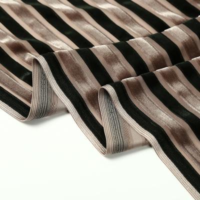 China Anti-pull two air double color stretch warp knit striped velvet fabric for pants for sale