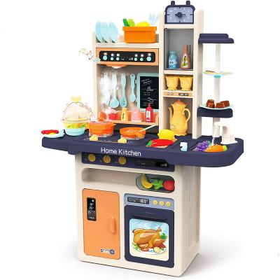 China Plastic Kitchen Play Set Kids Play Kitchen With Realistic Lights And Sounds for sale