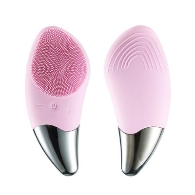 China Dropshipping Skin Revitalizer Handheld Electric Rechargeable Silicone Facial Cleansing Brush With Gua Sha Lifting Head for sale