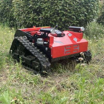 China Wireless Mini Crawler Lawn Mower Gasoline Automatic Robot Grass Cutter Remote Control Machine for sale