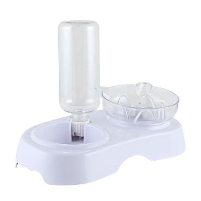 China Various Promotional Goods Stored Using Clear Plastic Double Ear Pet Cat Bowl With Water Bottle for sale