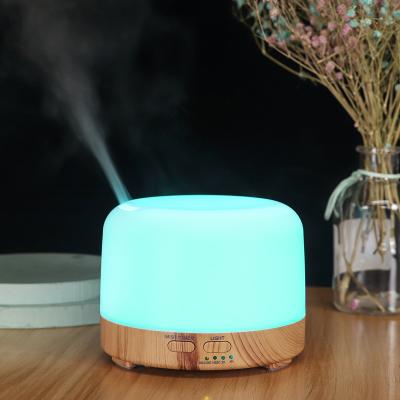 China Colorful LED Lights New Small Home 300ml Bedroom Seven-color Switch Grain Office Humidification Log Lamp Ultrasonic Aroma Diffuser for sale