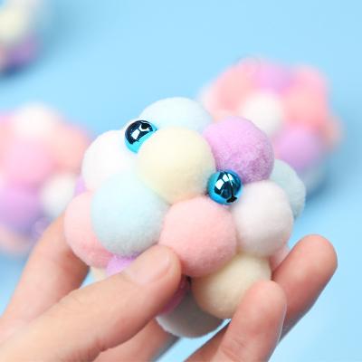 China Stocked High Rebound Felt Interactive Pet Toy Sound Bell Self Ball Hi Resist Fluffy Scratch Plush Cat Ball Toys for sale