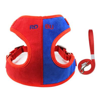 China Luxury Custom Stocked Dog Harness and Leash Step In Sublimation Fashion Adjustable Suede Dog Harness Vest Set for sale