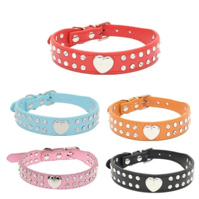 China Amazon Pet Collar Heart Cat Dog Collar Pet Collar Bling Shiny Rhinestone Stocked With Heart for sale