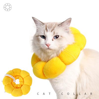 China Sunflower Cotton Elizabeth Collar Pet Cleaning Collar Anti-licking Donut Stocked Cat Collar Pet Cleaning Collar for sale