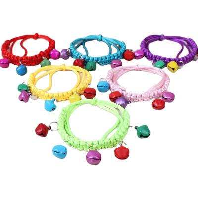 China Pet Supplier Dog Decorations Handwoven Bell Collar Stocked Colorful Painted Pet Collar Lovely for sale