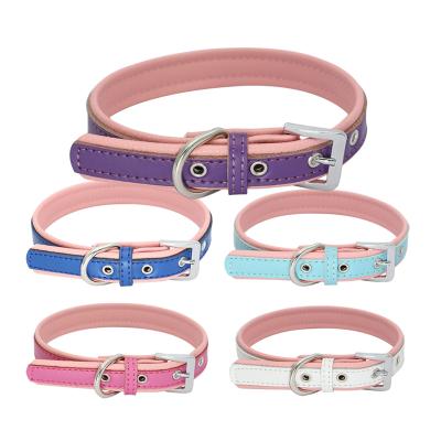 China Stocked Leather Collar Thicken Comfortable Lychee Pattern Supporting Dog Collar Dog Leash Pet Collar for sale