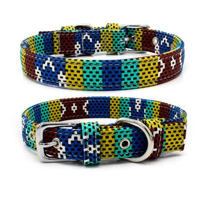 China Cozy Colorful Printed Bohemian Plain Stocked Pet Collar Dog Collar Cat Collar for sale