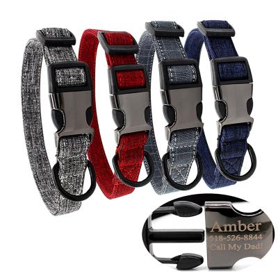 China Stocked Lettering Double-layer Fashion Dog Collar Semi-metal Buckle Pet Collar Black Hardware Dog Sewing Chain for sale