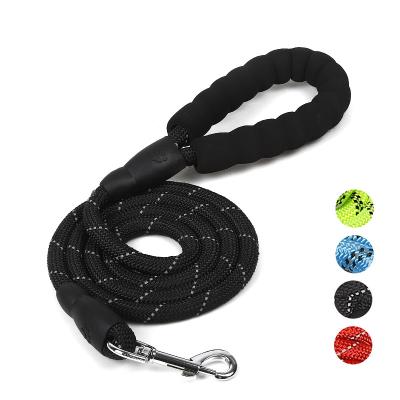 China Hot-selling Stored Dog Leashes Foam Handle Pet Leash Round Rope Nylon Reflective Dog Leash Wholesale for sale