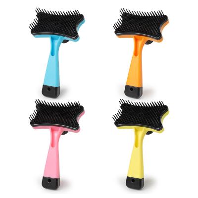 China Blue Stocked Pet Hair Brush Stabilized Pet Feeds Comb Small Self-cleaning Bone Shaped Comb Pet Comb for sale