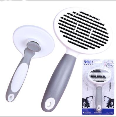 China Stocked Manufacturer Stainless Steel Wire Pet Grooming Brush Around Large Pet Grooming Pet Brush Self Cleaning for sale