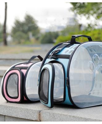 China New Fashion Portable Footprint Stored EVA Pet Carry Bag Transparent Travel Folding Shoulder Handbag Outdoor Pet Bag for sale