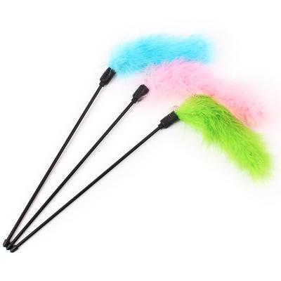 China Hot Selling Stick Stocked Cat Teaser Wand Feather Interactive Puzzle Cat Pet Toy Kitten Funny for sale