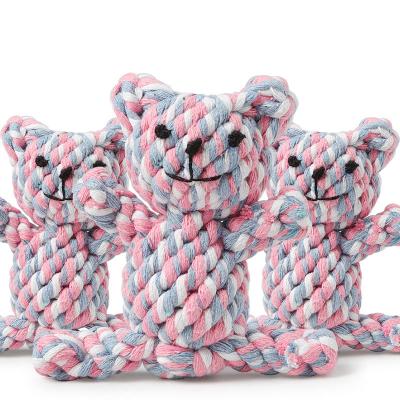 China Stocked 2021 Interactive Toy Panda Cotton Rope Dog Rope Toy Woven Pet Durable Dog Chew Toys for sale