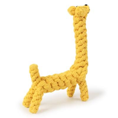 China Durable Stocked Amazon Cotton Rope Dog Toys Braided Giraffe 21cm Toys For Dogs Multi-Strand Knot Dog Chew Toy for sale