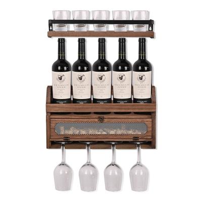 China Wall Mounted Rustic Rustic Wine Rack Spice Rack Wine Rack and Display Stand for sale