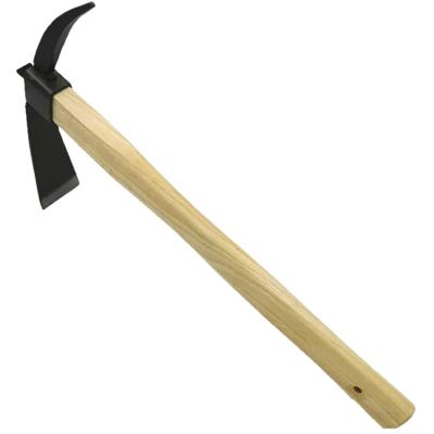 China 1 PC hoe and rake two in one with wooden handle digging hoe for planting soil smoothing and detaching 25cm for sale