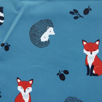 China 100% anti-static polyester taslan print fabric with milky white coating for kids clothing fox print for sale