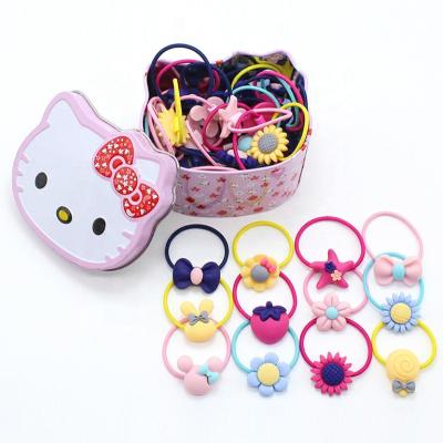 China Wholesale KT Tin Box Package Hair Rubber Elastic Hair Bands Lovely Hair Decoration for sale