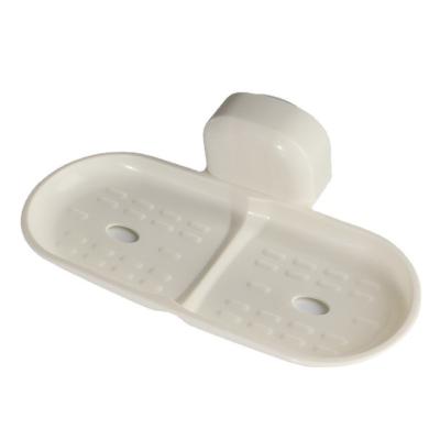 China Sustainable Double Compartment Soap Box In Bathroom No Drilling And Traceless Pasting Soap Holder Suction Cup Wall Mounted Soap Holder for sale