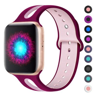 China Dual Color Rubber Straps For Apple Colorful For iWatch 42mm Silicone Strap Wristband Smart Watch Soft Strap 38mm Watch Band for sale