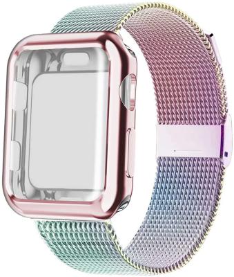 China Protective Stainless Steel Mesh Replacement Case Milanese Metal Band Cases Stainless Steel Metal Bands For Apple Watch Strap Band for sale