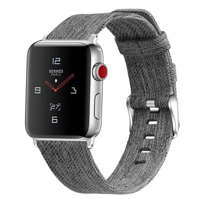 China Watch Band Skin Strap Fit For Apple iWatch 1/2/3/4/5 Replacement Wrist Band Strap Nylon Canvas Leather Smart Watch Strap for sale