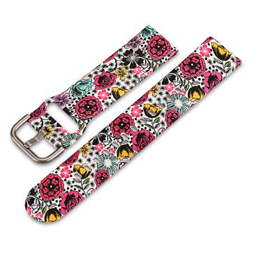 China Soft Silicone Watch Band Flower Print Sport Replacement Watchband For Galaxy Watch 42mm / Active 40mm for sale