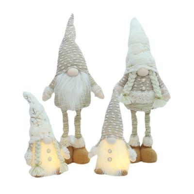 China Christmas Decoratiom Santa Claus Doll Rudolph Dwarf Christmas Doll Home Telescopic Luminous Faceless Decorations for sale