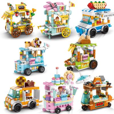 China 2023 Hot Selling Building Toy City Street View Building Block Toy Food Car Children Toy Building Block Set For Kids Gifts for sale