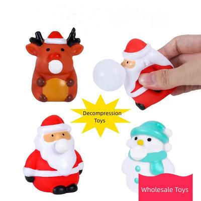 China 2022 Hot Sale Squeeze Stress Reliever Small Stress Reliever Santa Claus Squishy Blow Bubble Gift Christmas Busy Person Toys For Kids for sale