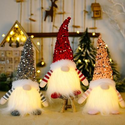 China Art Deco Home Office Daily Decorations Sequin With Lamp Doll Valentine Christmas Holiday Party Faceless Ornament for sale