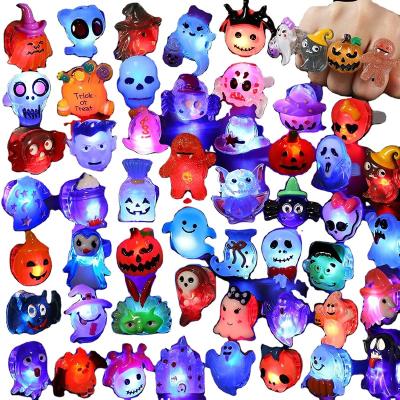 China Features LED Luminous Cheap Glowing Promotional Ring Halloween Pumpkin Ghost Witch Series Christmas Gift Finger Light for sale