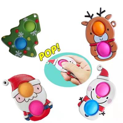 China Eco-Friendly Material Mini Pendant Keychain Bubble Christmas Wiggle Toy Keychain Santa Claus Accessories Sensory Christmas Charm Toys Gift For Kids for sale