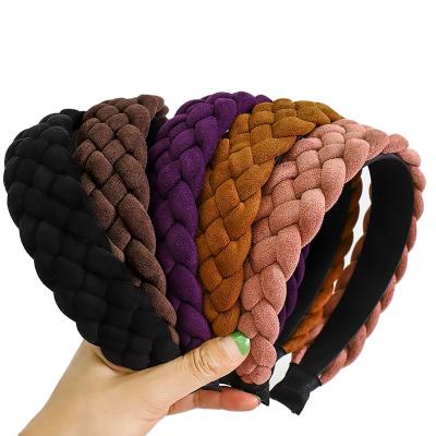 China Stand Up Hair Solid Color Wide Twist Hair Bands Women Shape Hair Accessories Shape Braid Head Band for sale