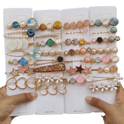 China Fashion Various Styles Wholesale Beads Heart Hair Clips Korean Star Crystal Hairpins Fashion Sets For Women Girls for sale