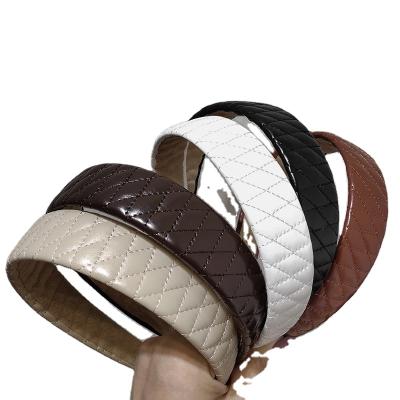 China Hair Decoration Accessories Fashion Women Leather Headbands Retro Styles PU Wide Head Bands Hair Accessories for sale