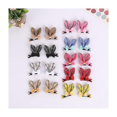 China Daily Whole Three-Dimensional Houndstooth Clip Hair Clip Rabbit Ear Bowknot Cloth Headdress Children's Cute Sale Girls Hit Clip for sale