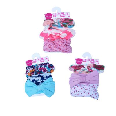 China Fashion Baby Girls Daily Hair Wrap Accessories Cotton Bowknot Bandanas 3 Pcs Knotted Hair Bands Sets For Kids for sale