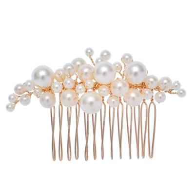 China Fashionable Bridal Look Hair Jewelry Bridesmaid Hand Made Hair Stick Wedding Pearls Hair Comb For Bride for sale