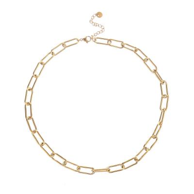 China Vintage Custom Jewelry Simple Clip Shape Gold Plated Stainless Steel Chain Necklace For Women Clothing Decor for sale