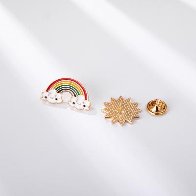 China ALLOY Cute Custom Design Sun Rainbow Alloy Enamel Brooch Pin Small Badge Brooches For Girls And Boys for sale